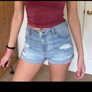 PacSun high rise super stretch shortie jean shorts
